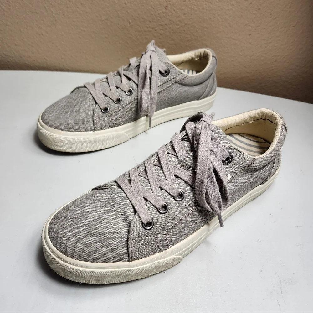 Taos Plim Soul Womens |8.5| Gray Wash Canvas Comfort Sneakers
